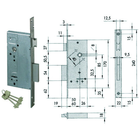CISA SERRATURA METALLO INFILARE 57211 - CISA 1: E.MM 60 (1/5)