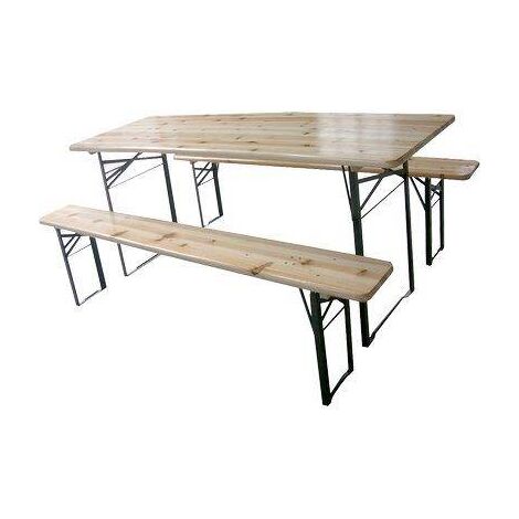 SET TAVOLO + PANCHE BIRRERIA 2 GAMBE DOMUS - LEGNO/ACCIAIO CM 120X60 H.CM 76 CF=PZ 3 - 1 confezione (1/3)