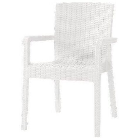 Sedia rattan kreta + braccioli domus pp bianco cm 58x75 h.cm 85
