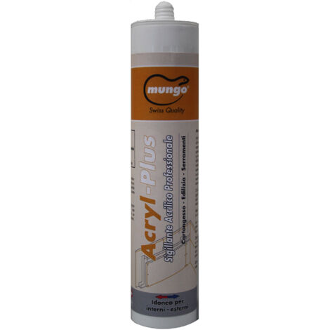 ACRIL-PLUS - SIGILLANTE ACRILICO PURO VERNICIABILE PROFESSIONALE AD ELEVATA ELASTICITA' 310ML BIANCO RAL 9010 - MUNGO