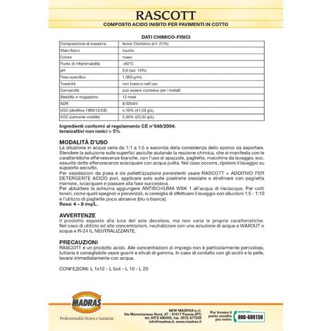 Madras Rascott Detergente Acido 1 lt