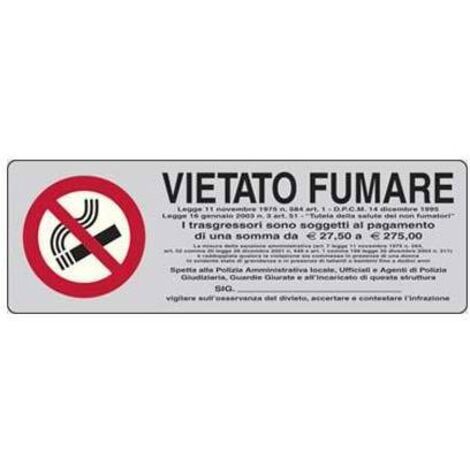 TARGA SEGNALETICA ADESIVA VIETATO FUMARE