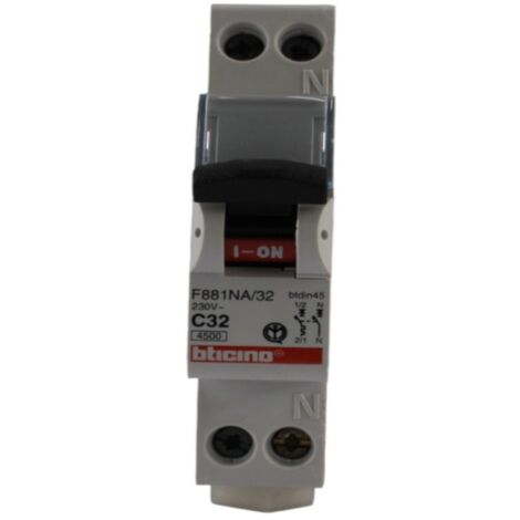 BTicino FC881 Btdin, Interruttore Magnetotermico 1P+N Curva C - BTicino: 32A
