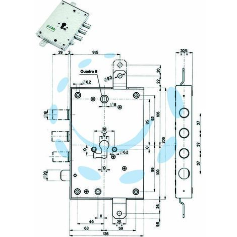 SERRATURA TRIPLICE APPLICARE CON SCROCCO CIL. EUR. BLINDATE 85571/37 SX