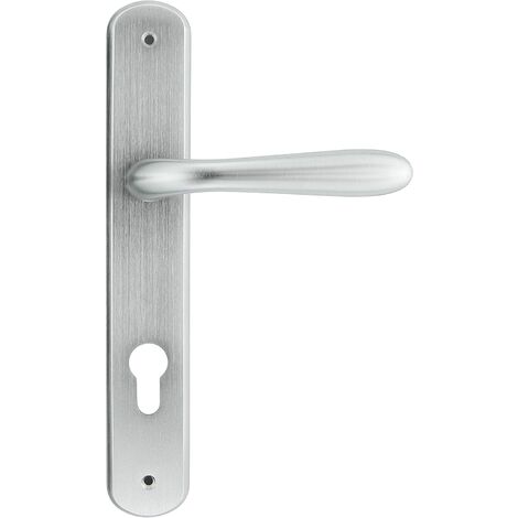 MANIGLIA GOCCIA CON PLACCA FORO YALE CROMO SATINATO