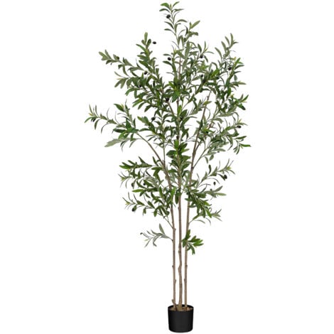 Arbre Olivier Artificiel - H 150 CM,Plante artificielle,Feuilles Denses Réalistes,Fausse Plante Interieur Exterieur en Pot Plastique Salon Balcon Verte Déco