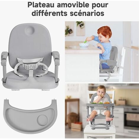 Chaise Enfant Pliable, Chaise Haute Bébé Portable, Rehausseur Siège Bébé,  Chaise Repas en Hauteur Réglable, Plateau