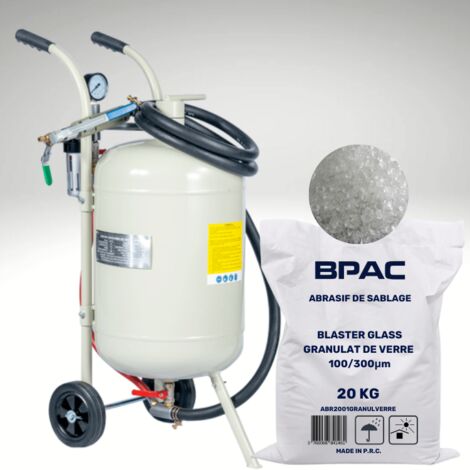 Bpac – Sableuse mobile 40 L – Pression d'utilisation 4-7 bars – Débit 165 L/min – Inclus 4 buses céramiques et masque