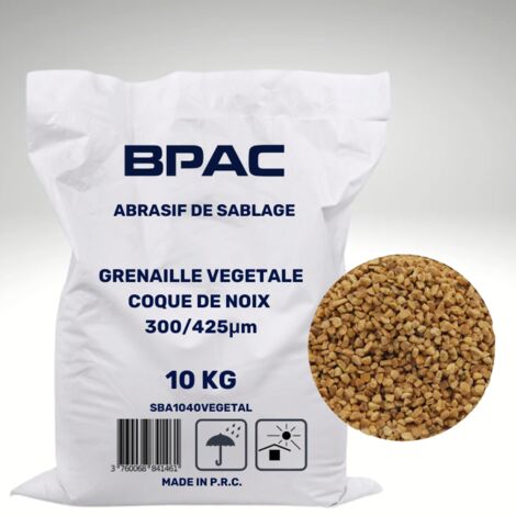 Abrasif grenaille vegetale - 300 à 425 microns - 10KG - Abrasif doux - BPAC