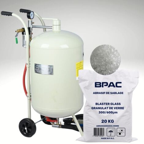 Bpac – Sableuse mobile 75 L – Pression 4 à 7 bars – Débit 165 L/min – Inclus 4 buses céramiques et masque de protection