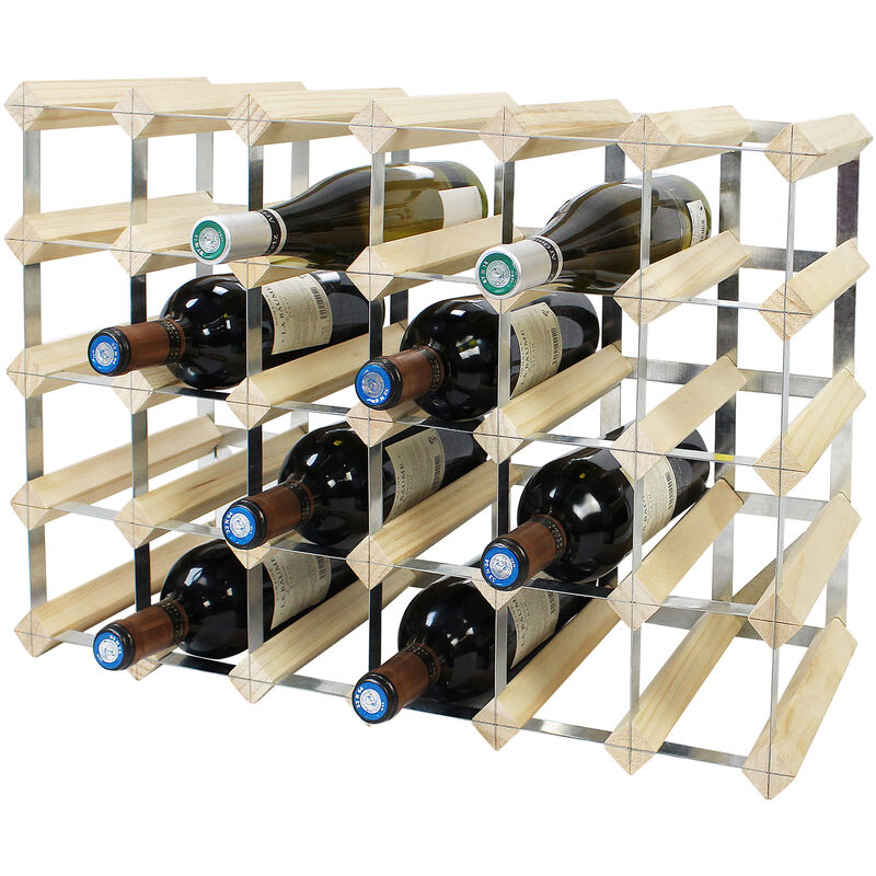 Botellero apilable de plástico con 6 niveles, estante, soporte para 36  botellas de vino, champán (Marrón, 69 x 60 x
