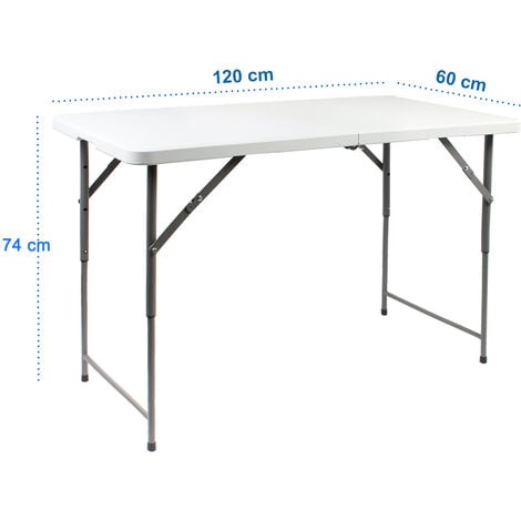 Mesa de camping plegable de 4 pies, mesa de utilidad portátil para  interiores y exteriores, plegable por la mitad, mesa de comedor de plástico  con asa