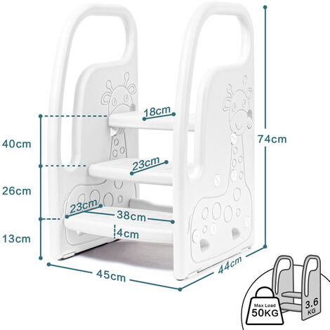 Leogreen Taburete Niños de 3 Niveles, Taburete Infantil Altura Ajustable,  Taburete de Plástico, Plataforma Antideslizante, para