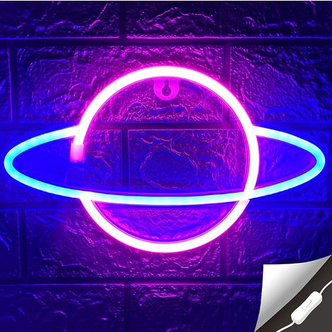 Planet Neon Sign, USB Powered Planet Light Led Neon Signs with On/Off Switch, Planet Led Sign for Wall Decor, Aesthetic Hanging Saturn Neon Light, Planet Lights for Bedroom, Gaming Room,1pcs