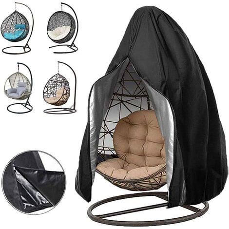 Yard Hanging Egg Chair Cover, Durable Lightweight Waterproof Egg Swing Cover With Zipper, Fits Most Outdoor Single Swing Egg Chair Dust Cover (75" x 45", Black)