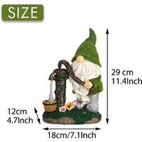 Flocked Garden Gnome Decorations, 24cm Large Funny Gnome Outdoor Garden Statue with Well Solar Lights, Waterproof Resin Gnome Figurines for Yard Decorations,1PCS