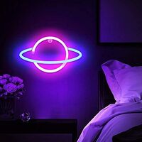 Planet Neon Sign, USB Powered Planet Light Led Neon Signs with On/Off Switch, Planet Led Sign for Wall Decor, Aesthetic Hanging Saturn Neon Light, Planet Lights for Bedroom, Gaming Room,1pcs