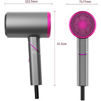Professional Ion Hair Dryer, Negative Ion Hair Dryer Foldable Handle, 3 Adjustable Modes with Overheat Protection, 3 Diffusers, Low Noise for Salon Hairstyling - Purple