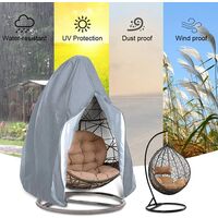 Patio Hanging Egg Chair Cover Double Egg Chair Cover Waterproof Balcony Patio Egg Chair Garden Furniture Cover with Drawcord, Grey