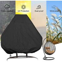 Patio Hanging Egg Chair Cover Double Egg Chair Cover Waterproof Balcony Patio Egg Chair Garden Furniture Cover with Drawcord, Black