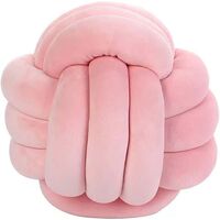 Soft Knot Pillow Ball, Decorative Short Plush Knot Throw Pillow Queen Round Bed Sofa Back Knot Velvet Pillow Cushion Knot Pillow (Pink, Large 11")