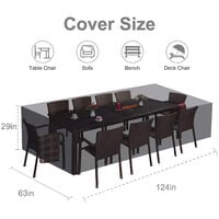 Furniture Cover 210D Oxford Cloth Door Patio Table and Chair Dust Cover, Waterproof Outdoor Furniture Cover for Patio Tables and Chairs, Patio Furniture Kit, Snowproof, 124"L x 63"W x 29"H