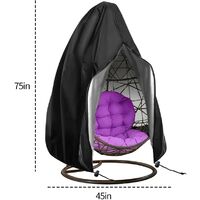 Patio Hanging Egg Chair Cover, Outdoor Single Seat Swing Egg Chair Covers with Storage Bag, 210D Oxford Waterproof Windproof Chair Covers with Zipper