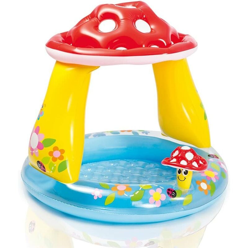 Bonita casa de juegos con piscina de bolas para bebé con cubierta redonda de setas, una pieza