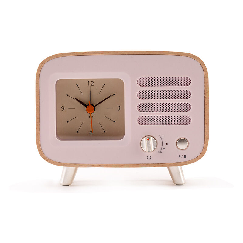 Reloj despertador con altavoz pequeño bluetooth simple de madera maciza multifuncional, mini reloj despertador de audio con tarjeta pequeña para teléfono móvil portátil