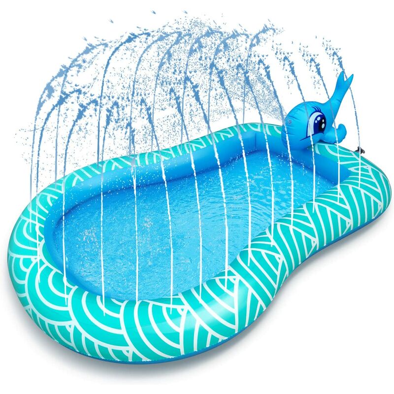 Splash Pad Rociador inflable Piscina para niños para adultos Niños Bebés y niños pequeños Juguetes de agua al aire libre Regalos para niños y niñas de 2 a 13 años, Azul, 1 paquete