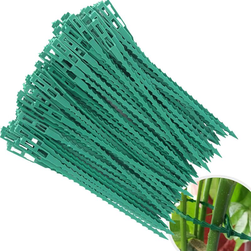 Lazos para plantas ajustables 100 piezas 17 cm, bridas flexibles para cables de plantas Lazos de plástico para jardín Soporte para plantas Árbol Shrut Vine