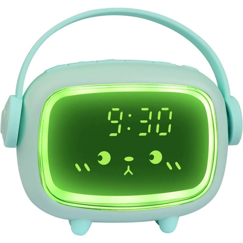 Reloj despertador digital para niños, niñas y niños, bonito reloj despertador, 2 relojes despertadores, 6 música, volumen ajustable, 3 pantallas, brillo, temporizador, luz nocturna, cuenta atrás, repetición, control de voz, reloj recargable