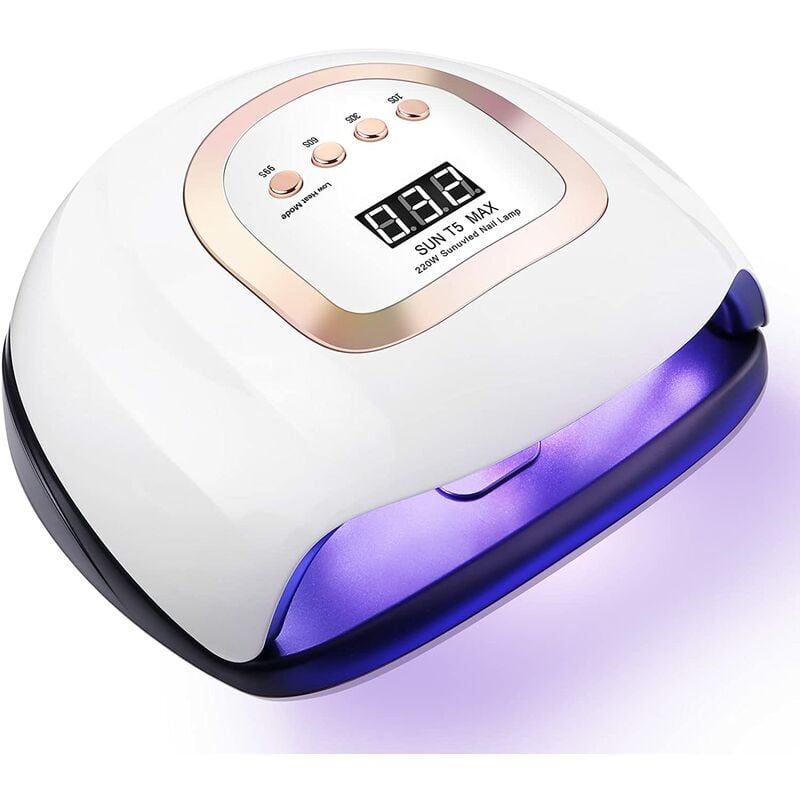 Lampara LED Uñas 220 W Lámpara Secador de Uñas Profesional LED UV Lampara Uñas Gel con 4 Temporizadores Sensor Automatico Semipermanentes Maquina Uñas para Manicura/Pedicure Nail Art Hogar el Salón