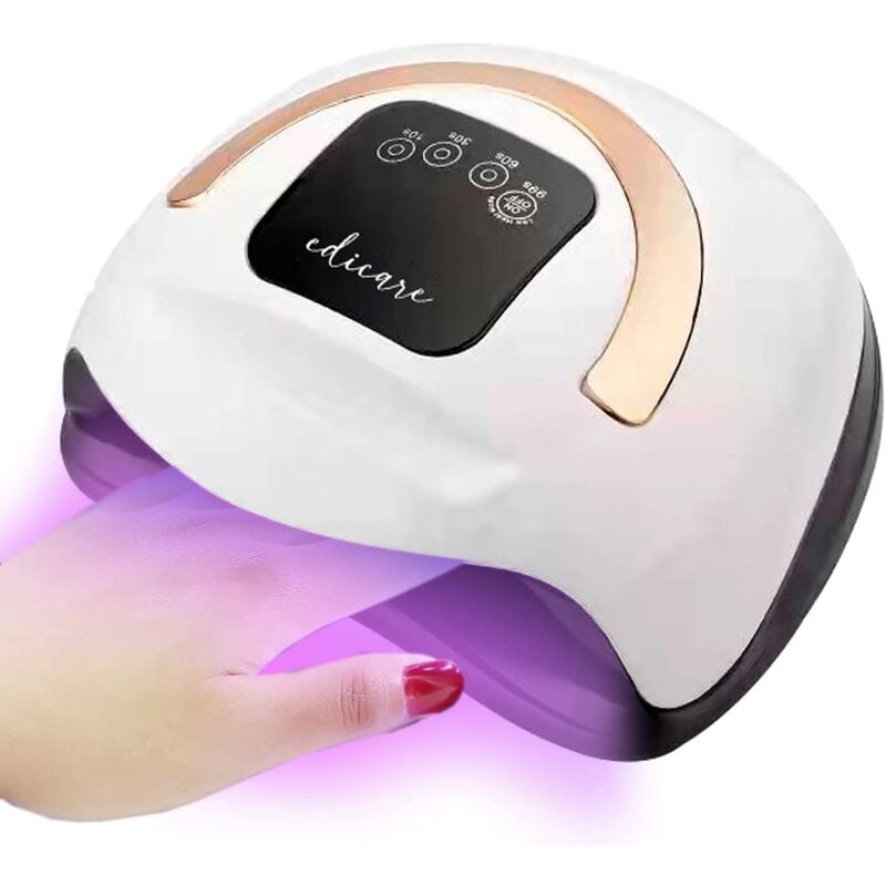 Lampara Uñas Semipermanentes, Luz Led, Rapido, 168W, Uv, Secador de Uñas Semipermanente, Maquina Profesional, con Temporizador, Pantalla Digital LCD y Sensor Automático (Dorado)