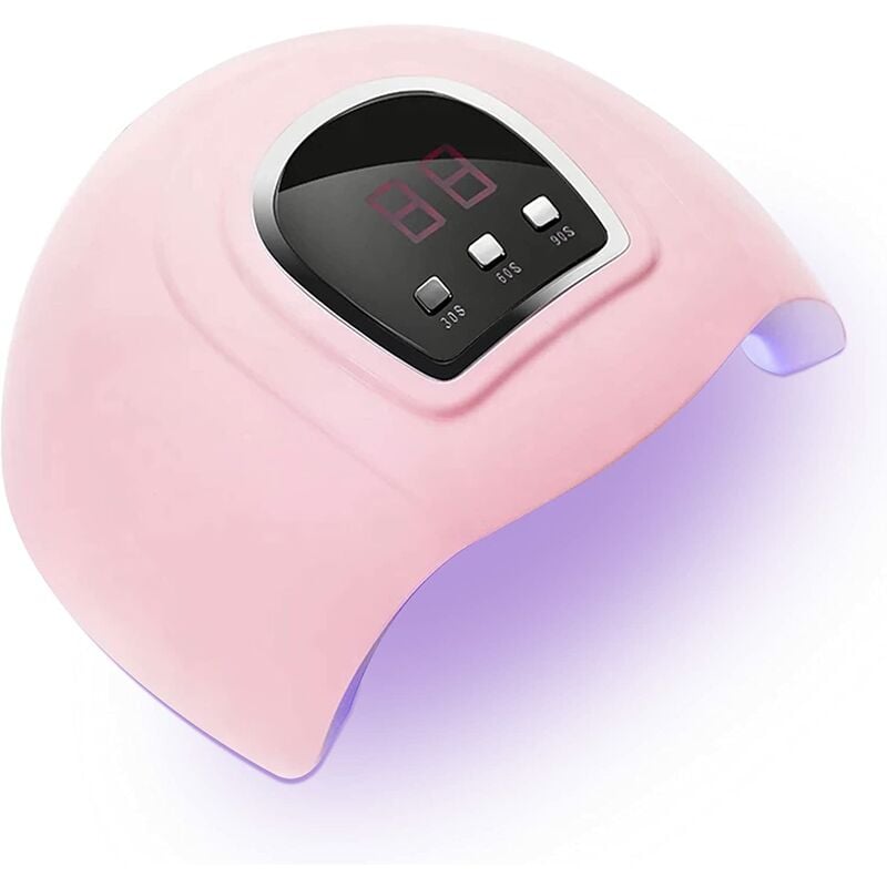 Lámpara Uñas Semipermanentes Tecnología LED / UV, 30S / 60S / 90S, Resultados de Salón de Belleza, Secador Uñas Gel, Lampara de Uñas Profesional, 54W, Rosa