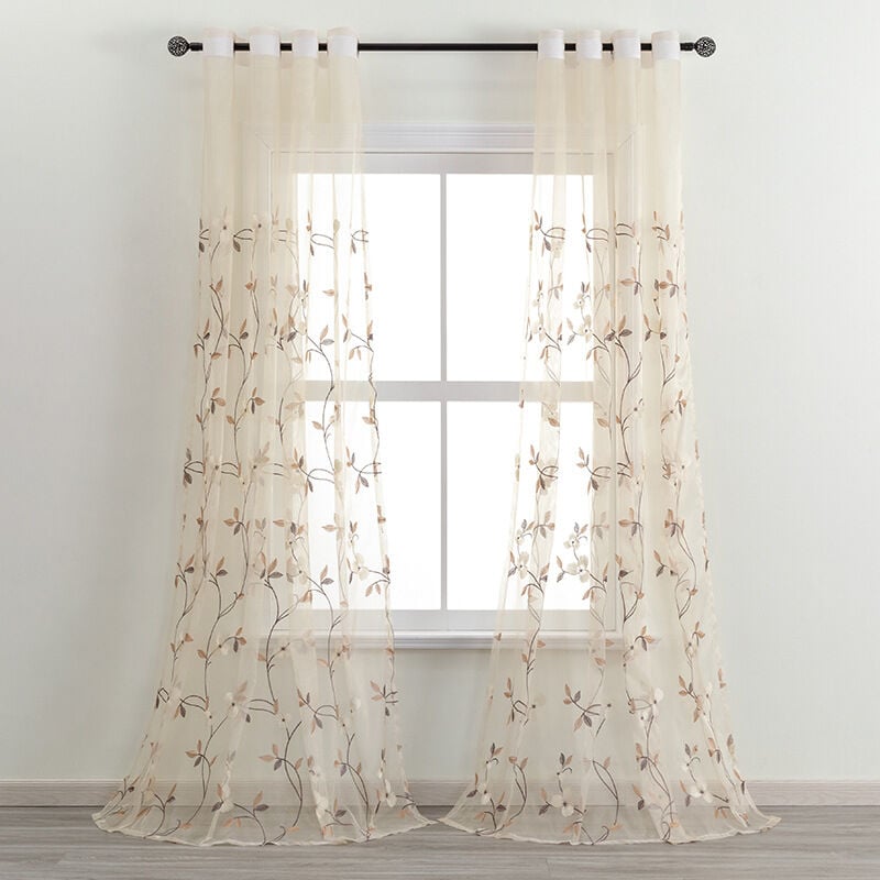 Cortinas con Ojales de fácil Cuidado, Eyelet Curtains - 150*250cm,marrón, 2 piezas.