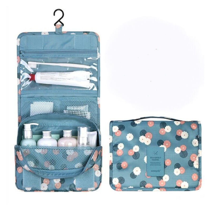 1 pieza, bolsa de cosméticos para mujer, bolsa de cosméticos de nailon impermeable de viaje grande, unisex