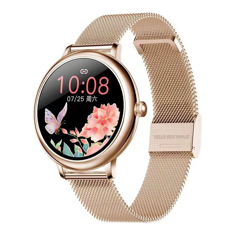 Reloj inteligente para mujer con función femenina, reloj inteligente deportivo dorado a prueba de agua, monitor de oxígeno en sangre y frecuencia cardíaca, podómetro de calorías, reloj de fitness para una