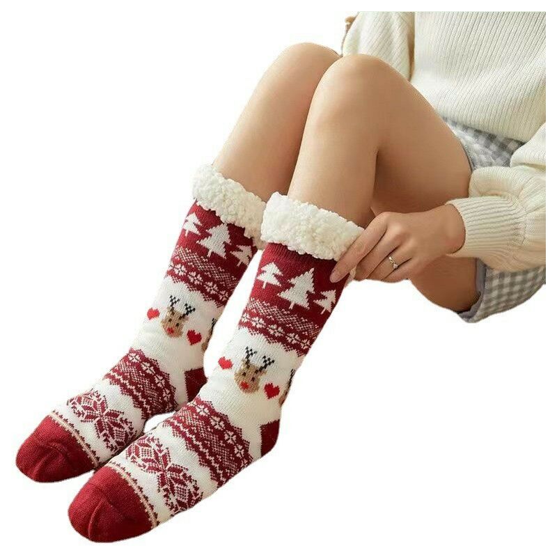 Calcetines térmicos de invierno cálidos calcetines forrados de lana calcetines gruesos de nieve regalo mujeres hombres