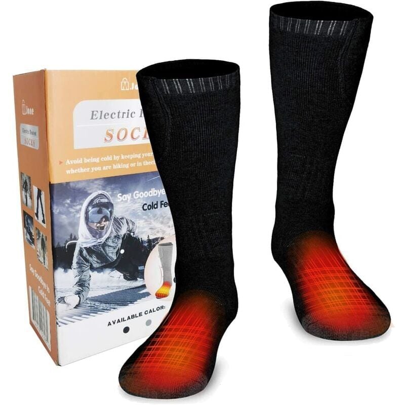 Calcetines calefactables, calcetines calefactables eléctricos para hombres y mujeres, calcetines de algodón gruesos y cálidos para invierno para deportes al aire libre, camping, senderismo, pesca, mot