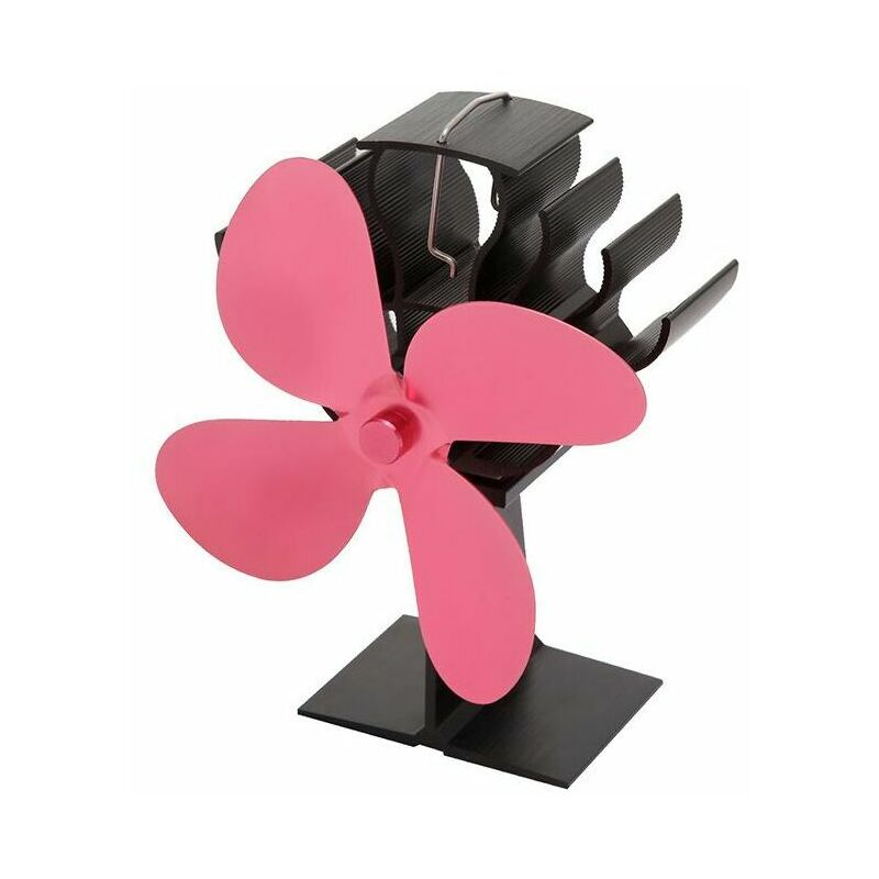 Ventilador de estufa de leña para leña/chimenea/gas/pellet/estufa de leña Ventilador térmico para chimenea con 4 aspas, diámetro 16 cm, rosa