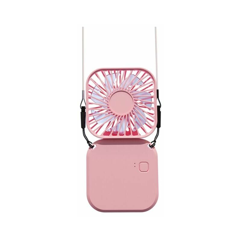 Mini ventilador USB recargable portátil pequeño ventilador escritorio de oficina práctico bolsillo pequeño al aire libre mini ventilador de cuello colgante plegable rosa