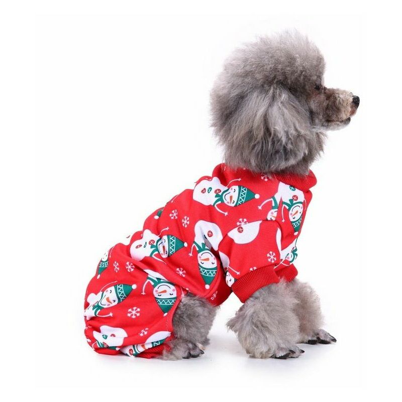 Lovely Small Pet Dogs Pijamas Ropa Muñeco de nieve Copo de nieve Ropa de Navidad para mascotas roja Ropa de Navidad para mascotas de Halloween Ropa divertida para perros (1 paquete, L)