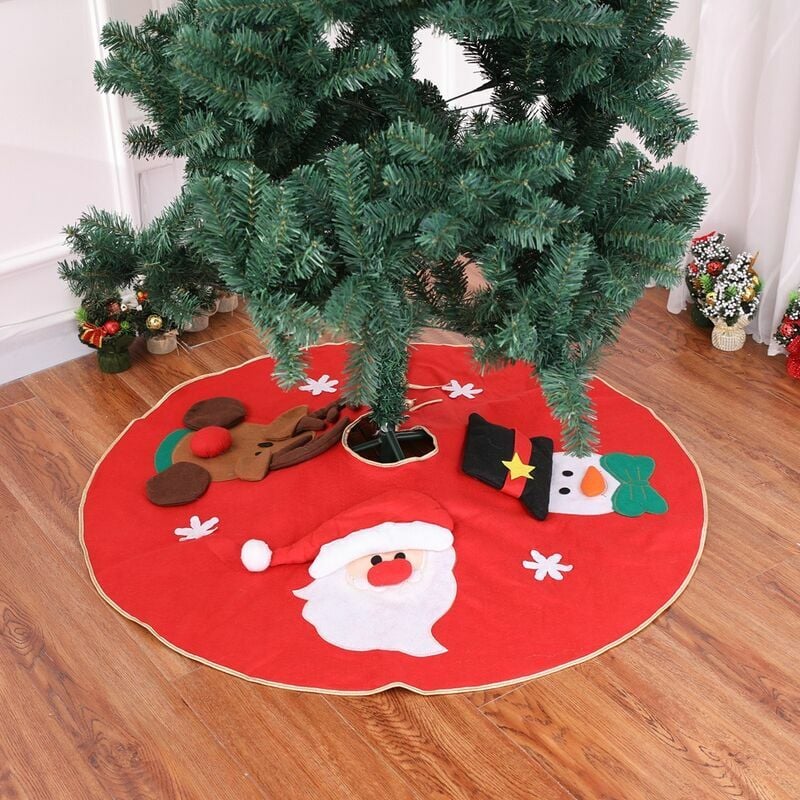 Falda de árbol de Navidad de 100 cm, cubierta de soporte de árbol de Navidad, decoración de árbol de Navidad, falda de árbol de Navidad feliz, estera de árbol de Navidad, falda de árbol semidimensiona