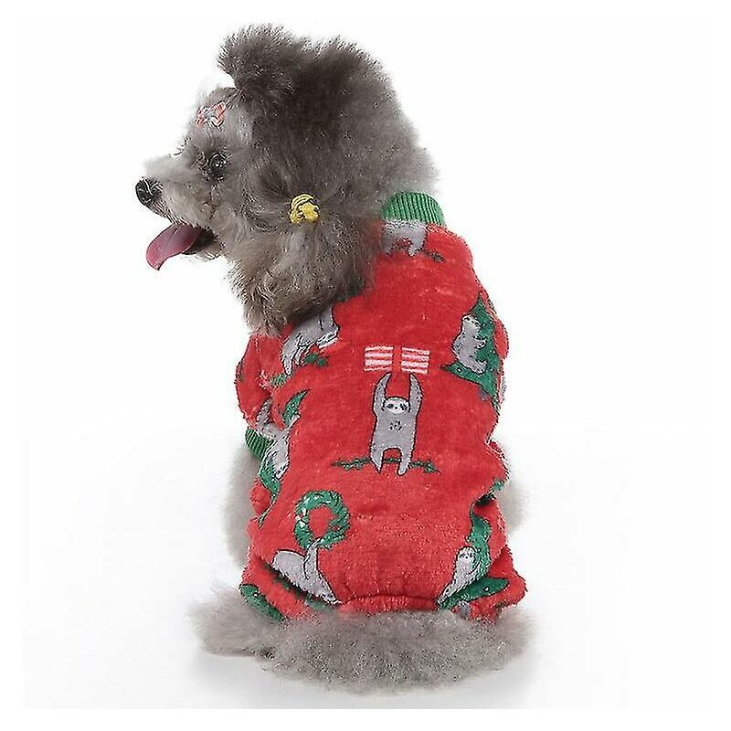 Pijamas para perros Ropa de invierno Navidad Cálido suéter para perros Dulces días fríos Trajes con diseño de alce, Monos para mascotas Suéteres para perros pequeños y medianos (L)