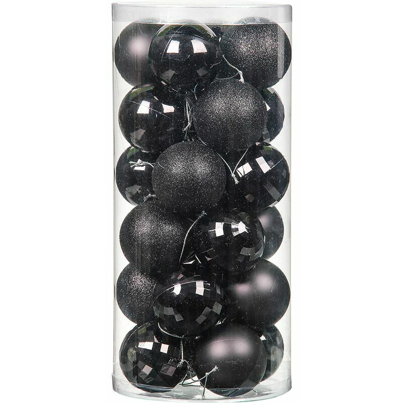 36 bolas de Navidad adornos para árbol de Navidad inastillables árbol de Navidad bolas colgantes decoración para fiesta de vacaciones juego de adornos con cuerda para colgar 1.57 pulgadas (negro 40 mm