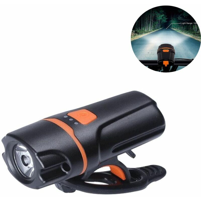 Luz, luz delantera de bicicleta súper brillante, luz de bicicleta, linterna, luz de bicicleta LED recargable por USB, luces de bicicleta delanteras y traseras (negro)