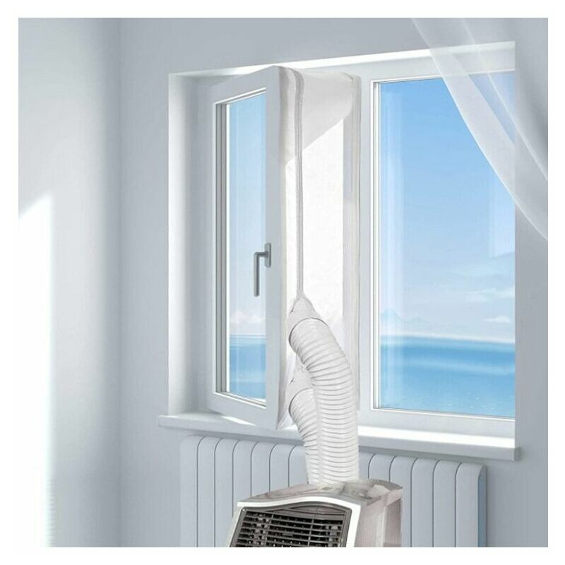 Sello de ventana de aire acondicionado móvil de 400 cm, sello de ventana impermeable, paño de calafateo de ventana de aire acondicionado móvil, ideal para aire acondicionado móvil y secadora de ropa