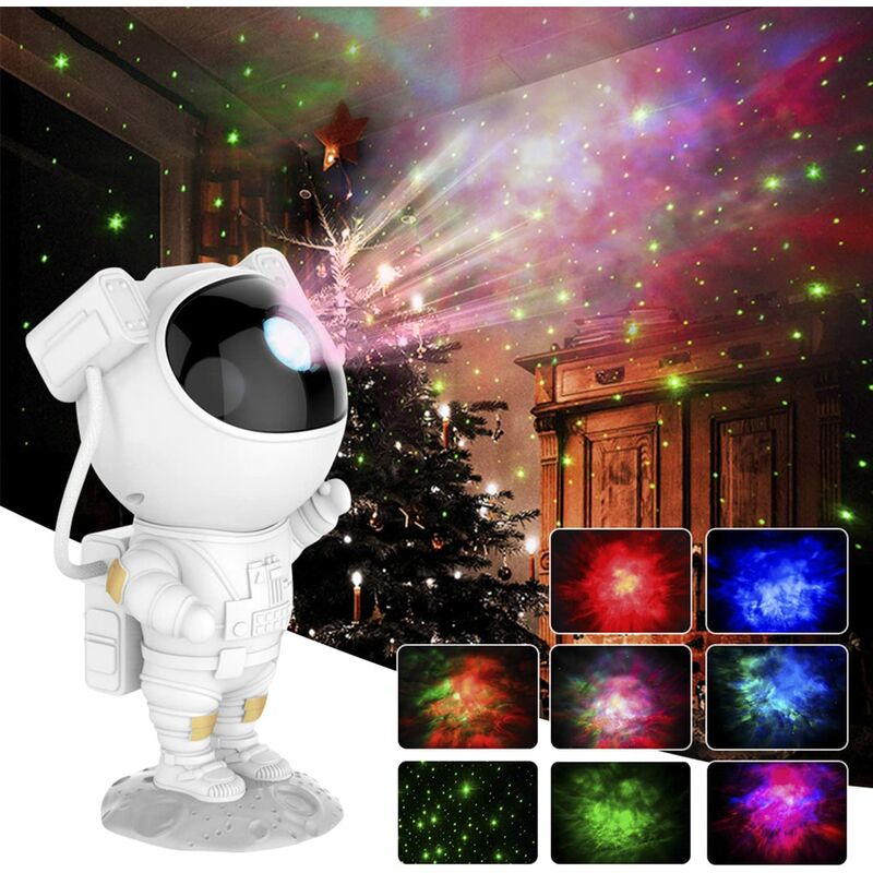 Lámpara de proyección de astronauta Robot cielo estrellado lámpara de proyección LED con control remoto y temporizador decoración del hogar decoración de dormitorio de Navidad