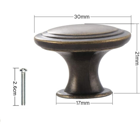 FURNIWARE 10 Stück Möbelknöpfe Shiny Antik Messing, Schubladenknöpfe Gerändelte, Küchenknöpfe Knauf 25mm, Schrankknöpfe Türknauf Runde, Kommode Für Schränke, Kleiderschrank